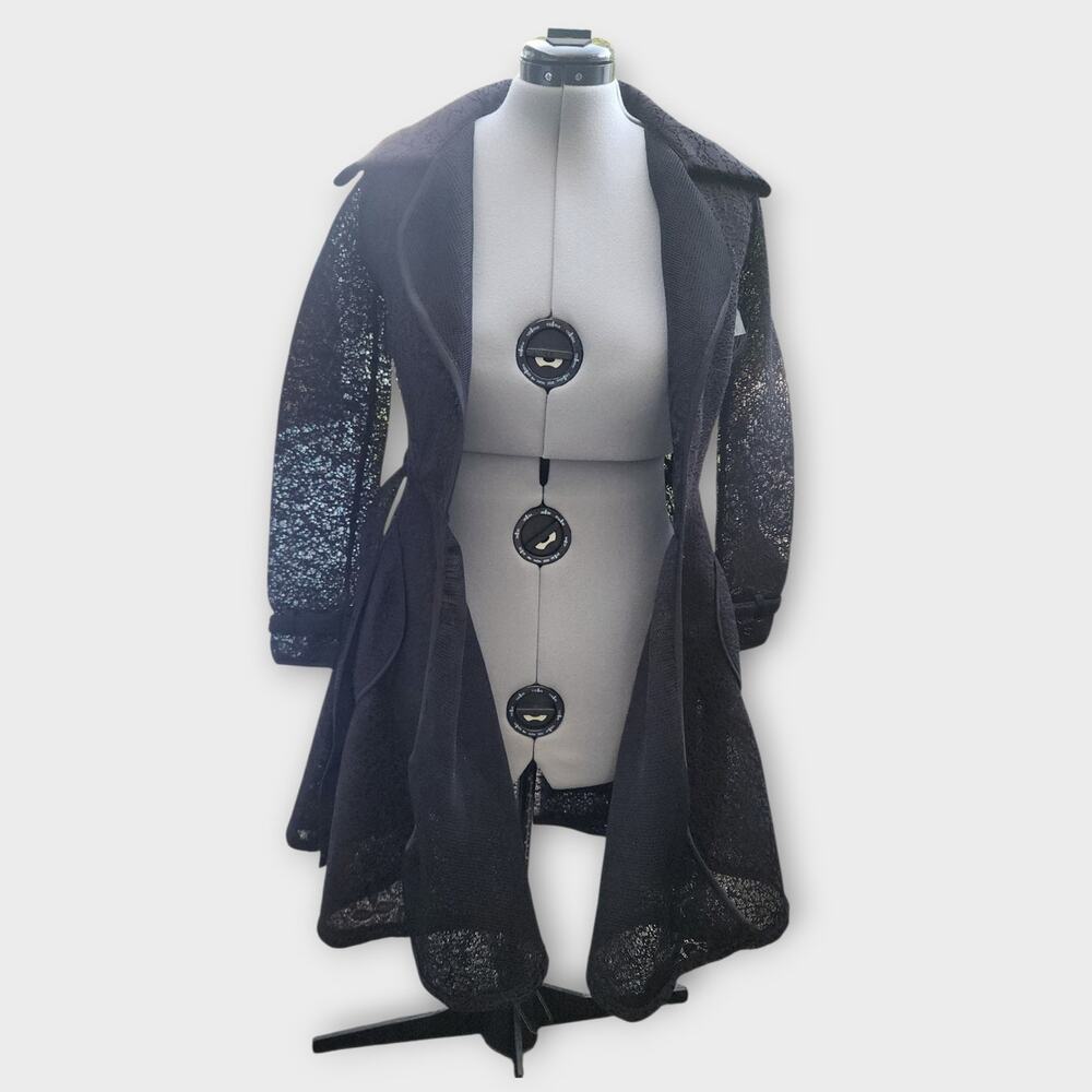 Ups & Downs Sheer Duster Jacket Womens S Black Lace FairyGoth Cottagecore Witchy - Picture 3 of 9